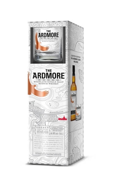 Single Malt Scotch Whisky der Marke Ardmore Legacy mit Glas 40% 0,7l Flasche