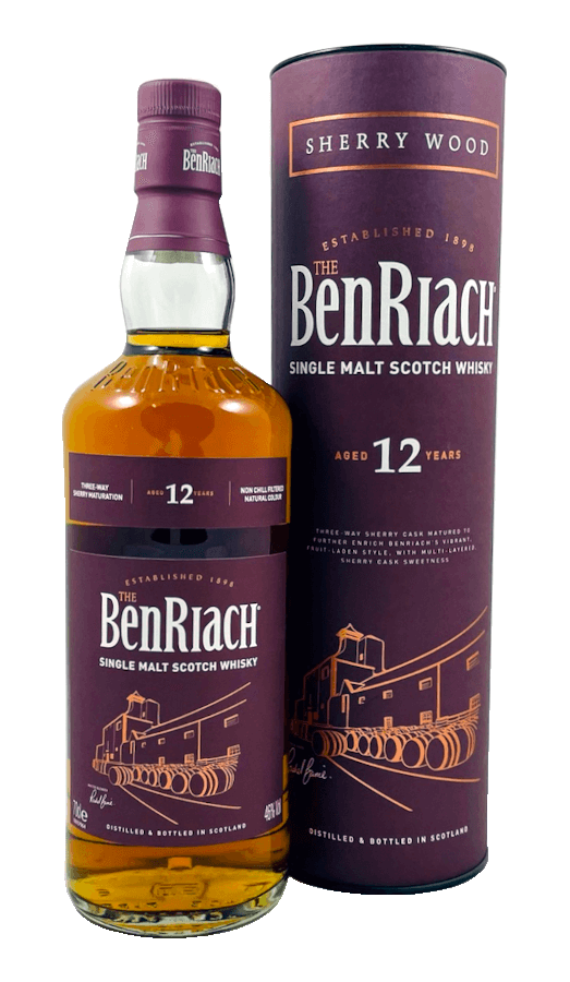 Single Malt Whisky der Marke BenRiach 12 years Sherry Matured 46% 0,7l Flasche
