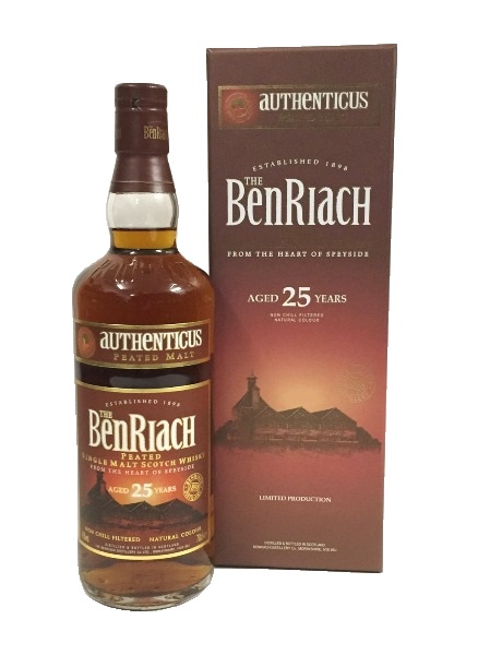 Single Malt Scotch Whisky der Marke BenRiach 25 Jahre Authenticus 46% 0,7l Flasche