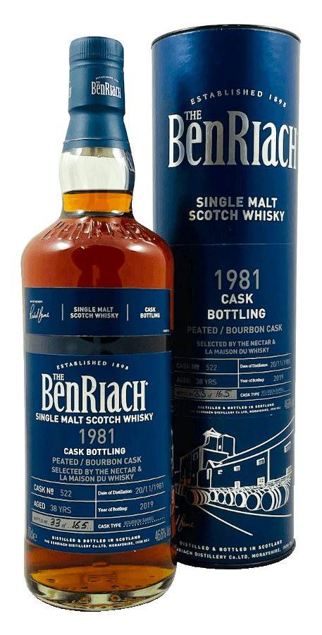 Single Malt Scotch Whisky Benriach 38 Years 1981 Peated Bourbon Barrel 46,6% 0,7l Flasche