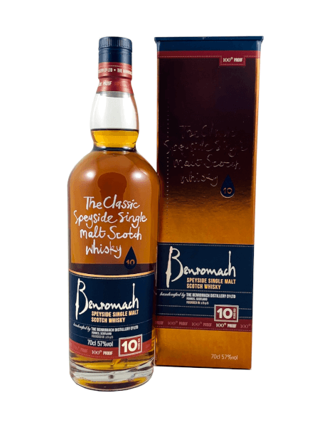 Single Malt Scotch Whisky der Marke Benromach 10 Years 100 Proof 57% 0,7l Flasche