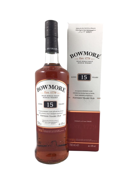 Single Malt Scotch Whisky 15j. der Marke Bowmore 43% 0,7l Flasche