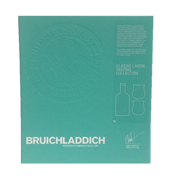 Single Malt Scotch Whisky der Marke  Bruichladdich The Classic Laddie mit 2 Gläsern 50% 0,7l Flasche
