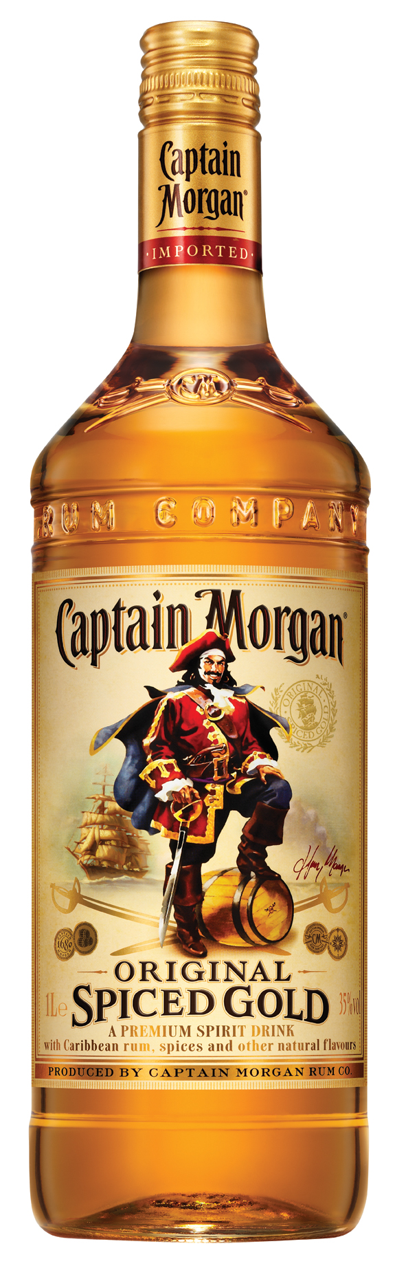 Spirituose der Marke Captain Morgan Gold 35% 0,5l Flasche