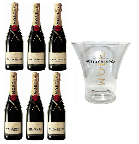Champagner + Kühler der Marke Moet & Chandon 12% 6-0,75l Flasche