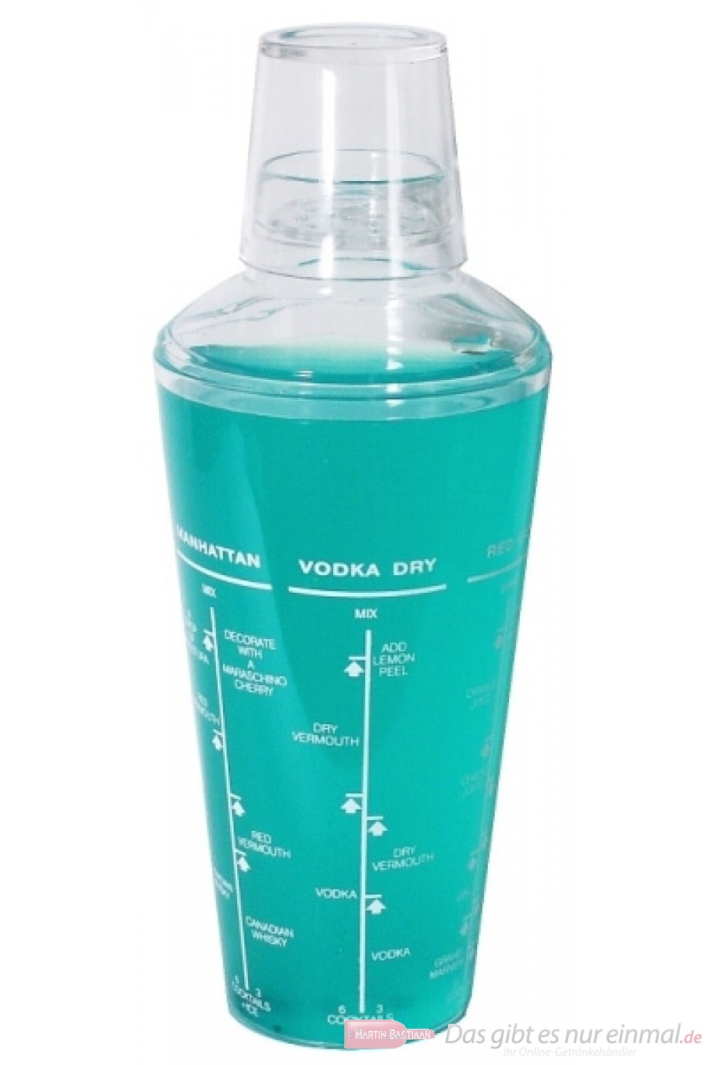 Contacto Cobbler Cocktail Shaker 0,5l dreiteilig Acrylglas Zutatenangaben