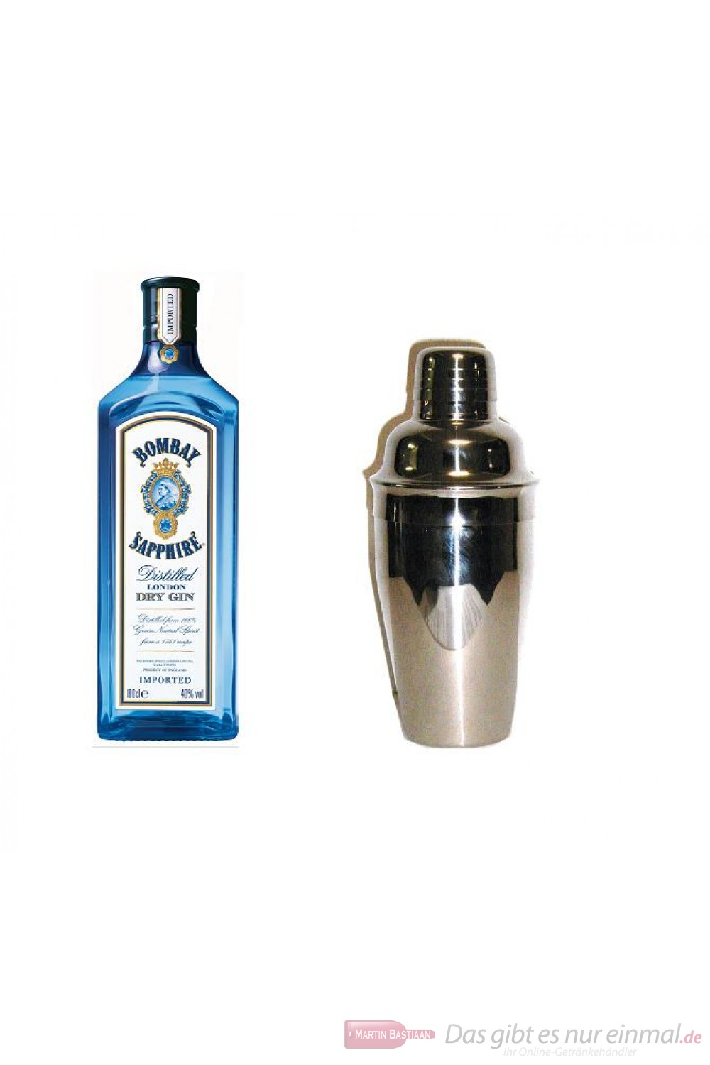 Bombay Sapphire Gin 40% 1,0l Flasche + Cocktailshaker