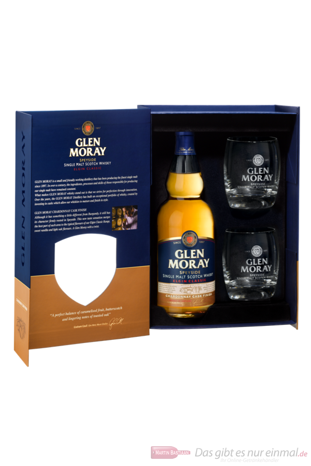 Glen Moray Elgin Classic Chardonnay Cask Finish mit Glas