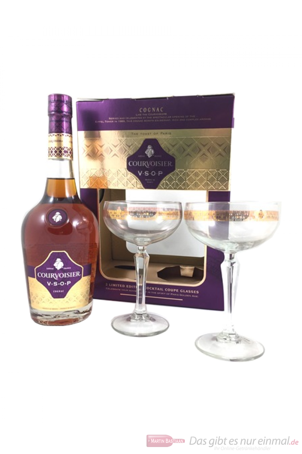 Courvoisier Cognac VSOP mit 2 Cocktail Gläser