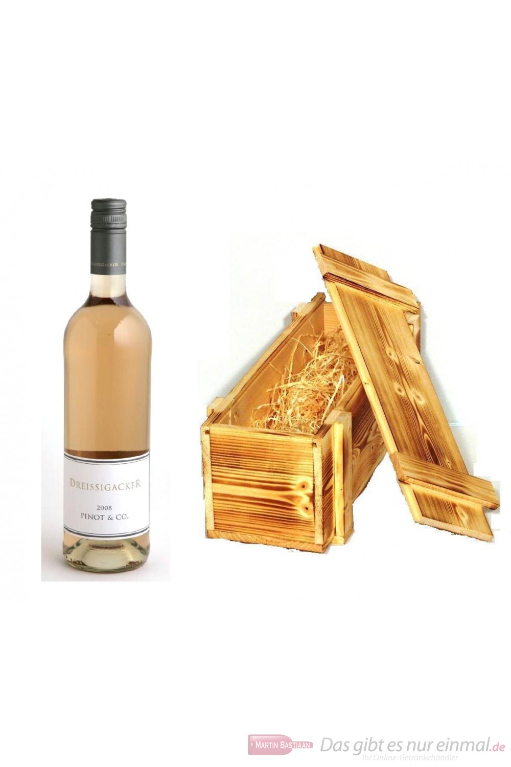Dreissigacker Pinot und Co Qba Rosé Cuvèe trocken 2010 12,5% 0,75l Flasche in Holzkiste geflammt