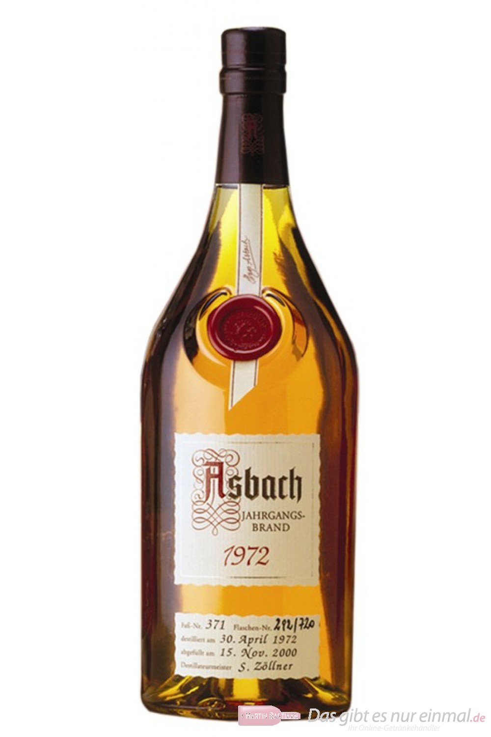 Asbach Jahrgangsbrand 1972 Weinbrand Brandy 40% 0,7l Flasche