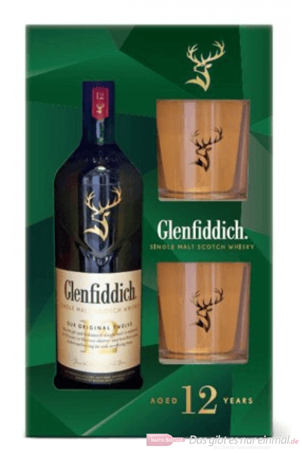 Glenfiddich 12 Years + 2 Gläser Single Malt Scotch Whisky 0,7l