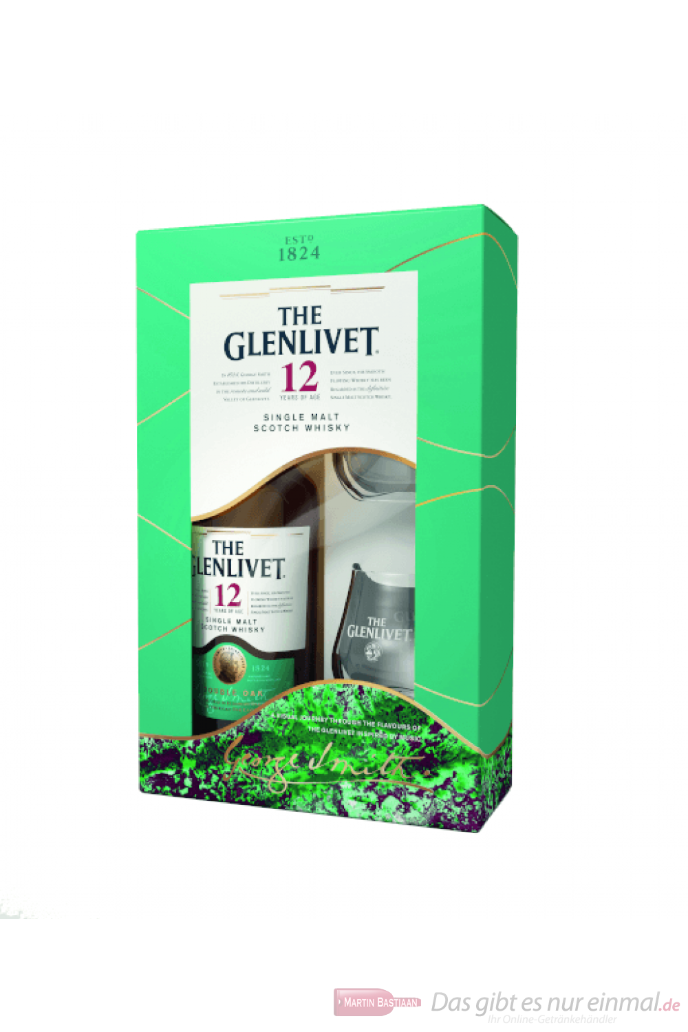 The Glenlivet 12 years mit 2 Gläsern Single Malt Scotch Whisky 0,7l