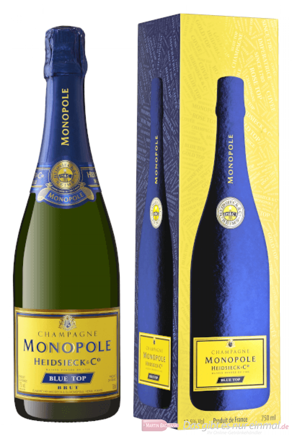 Heidsieck Monopole Blue Top Brut Champagner in Geschenkverpackung 0,75l
