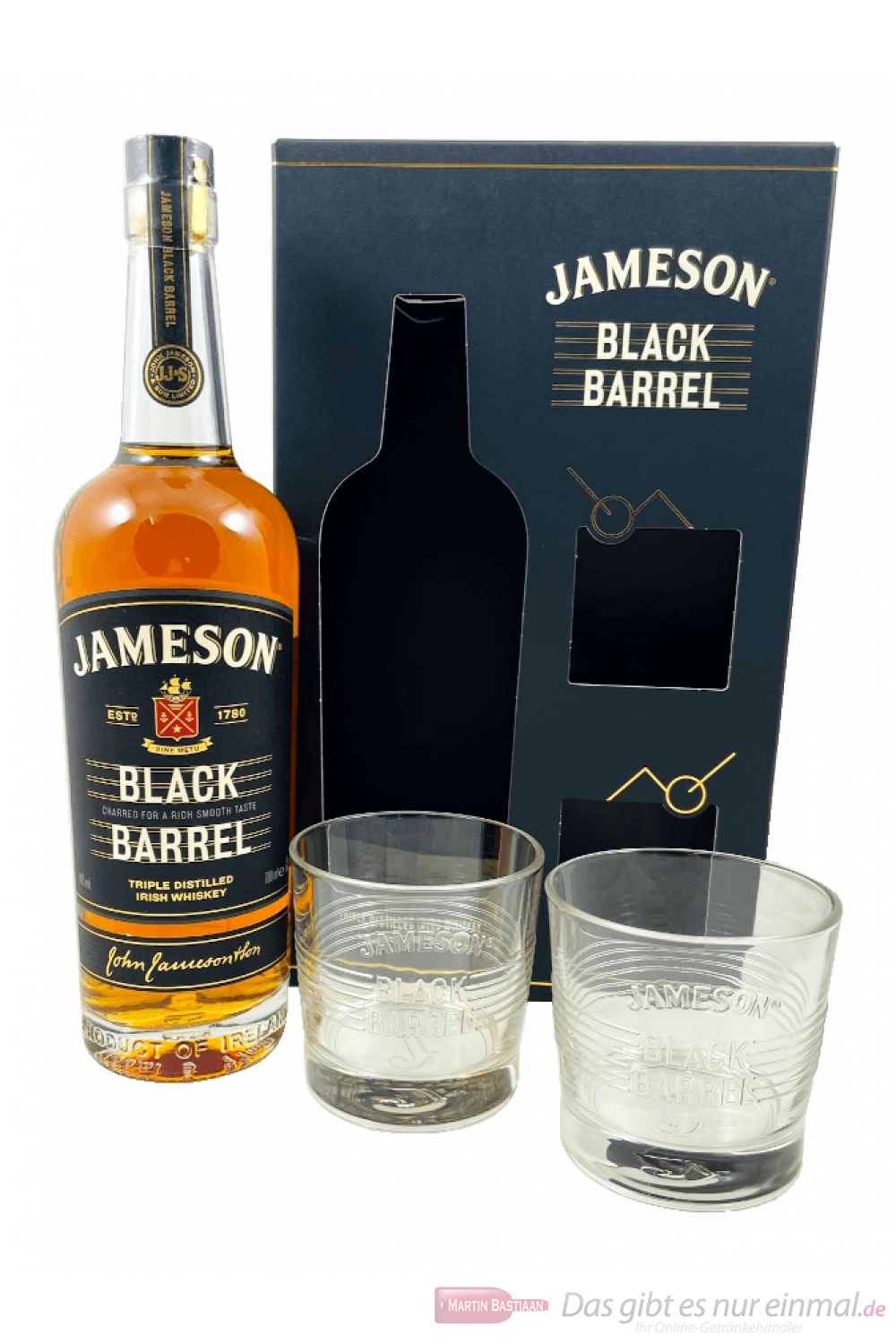 Jameson Black Barrel Irish Whiskey mit 2 Gläsern 0,7l 