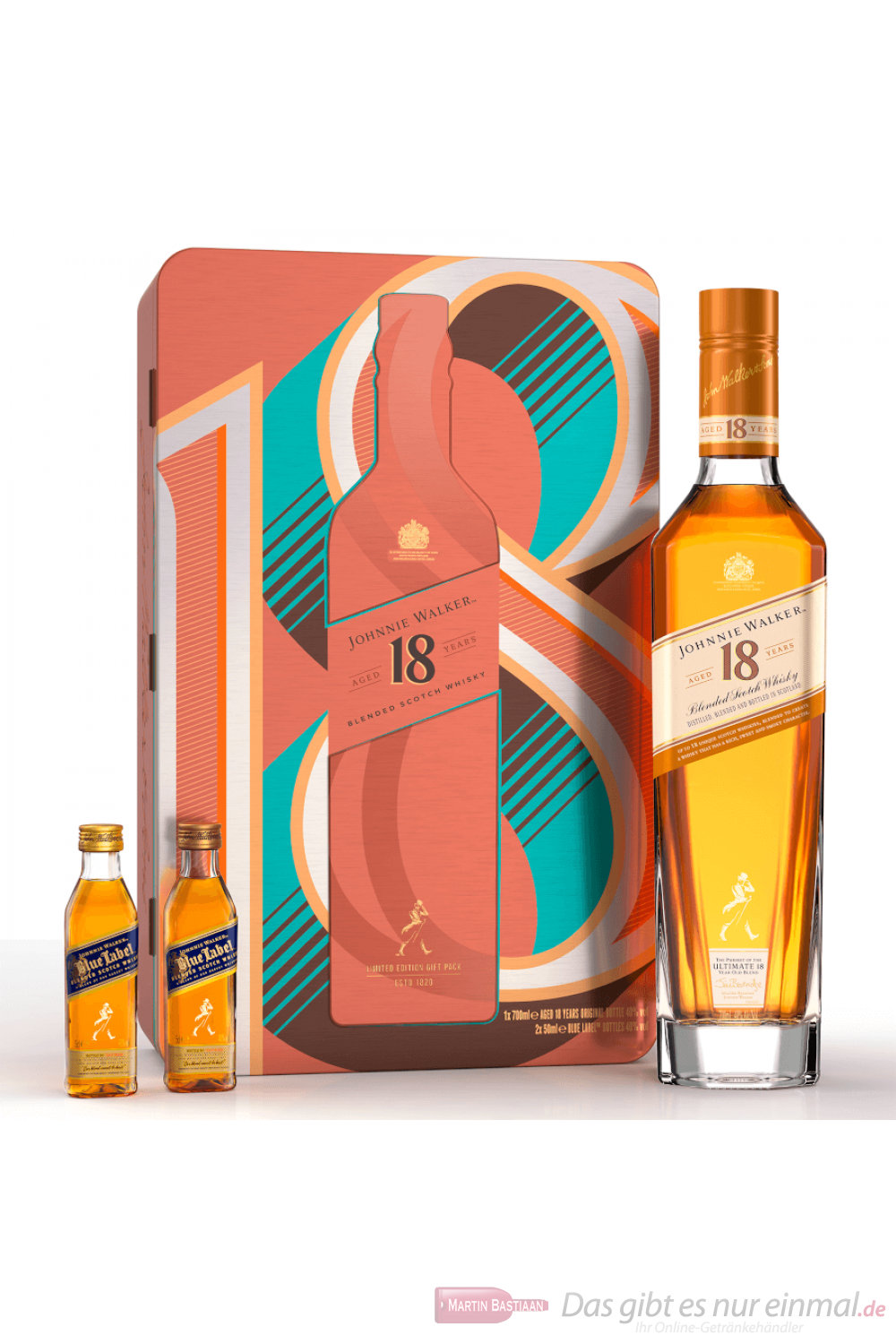 Johnnie Walker 18 Jahre Geschenkset mit 2 Miniaturen Blended Scotch Whisky 0,7l