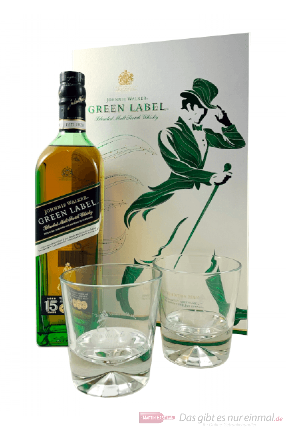 Johnnie Walker Green Label + 2 Gläser Blended Scotch Whisky 0,7l