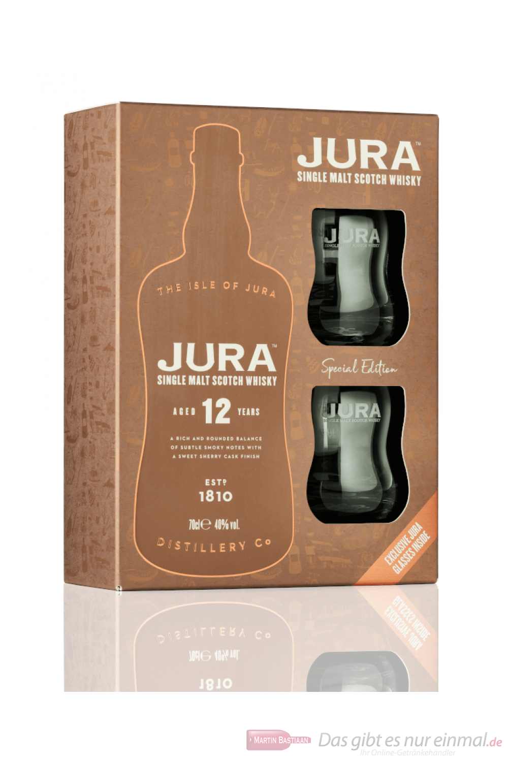 Isle of Jura 12 Years mit Gläsern Single Malt Scotch Whisky 0,7l