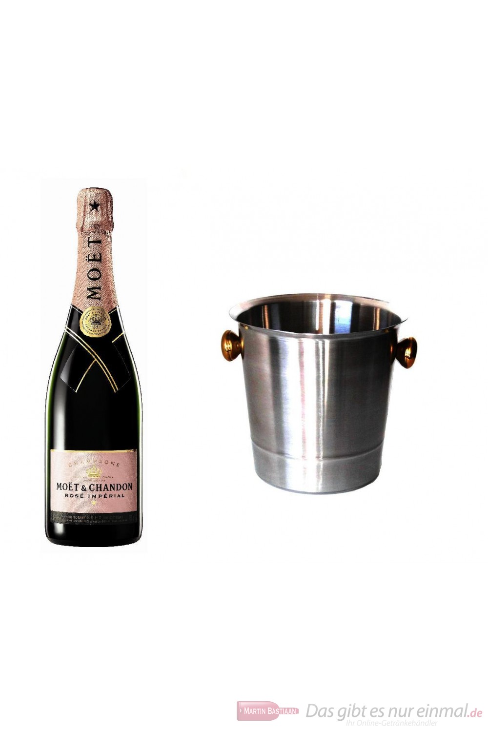 Moet & Chandon Champagner Brut Impérial Rosé im Champagner Kühler Aluminium poliert 12% 0,75l Flasche
