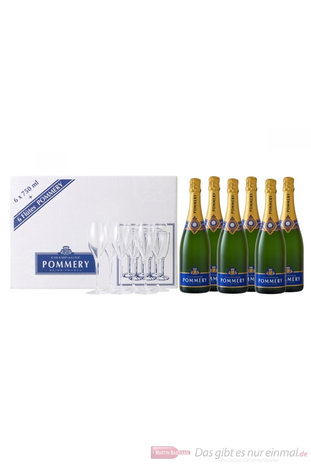 Pommery Champagner Royal Brut + 6 Gläser 6-0,75l