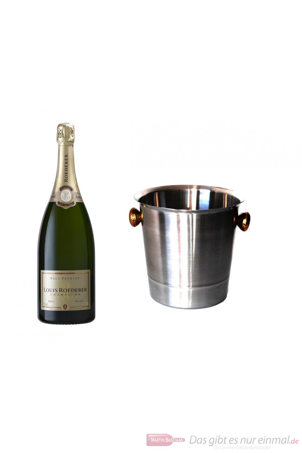 Roederer Champagner Premier Brut im Champagner Kühler Aluminium poliert 12% 0,75l Flasche