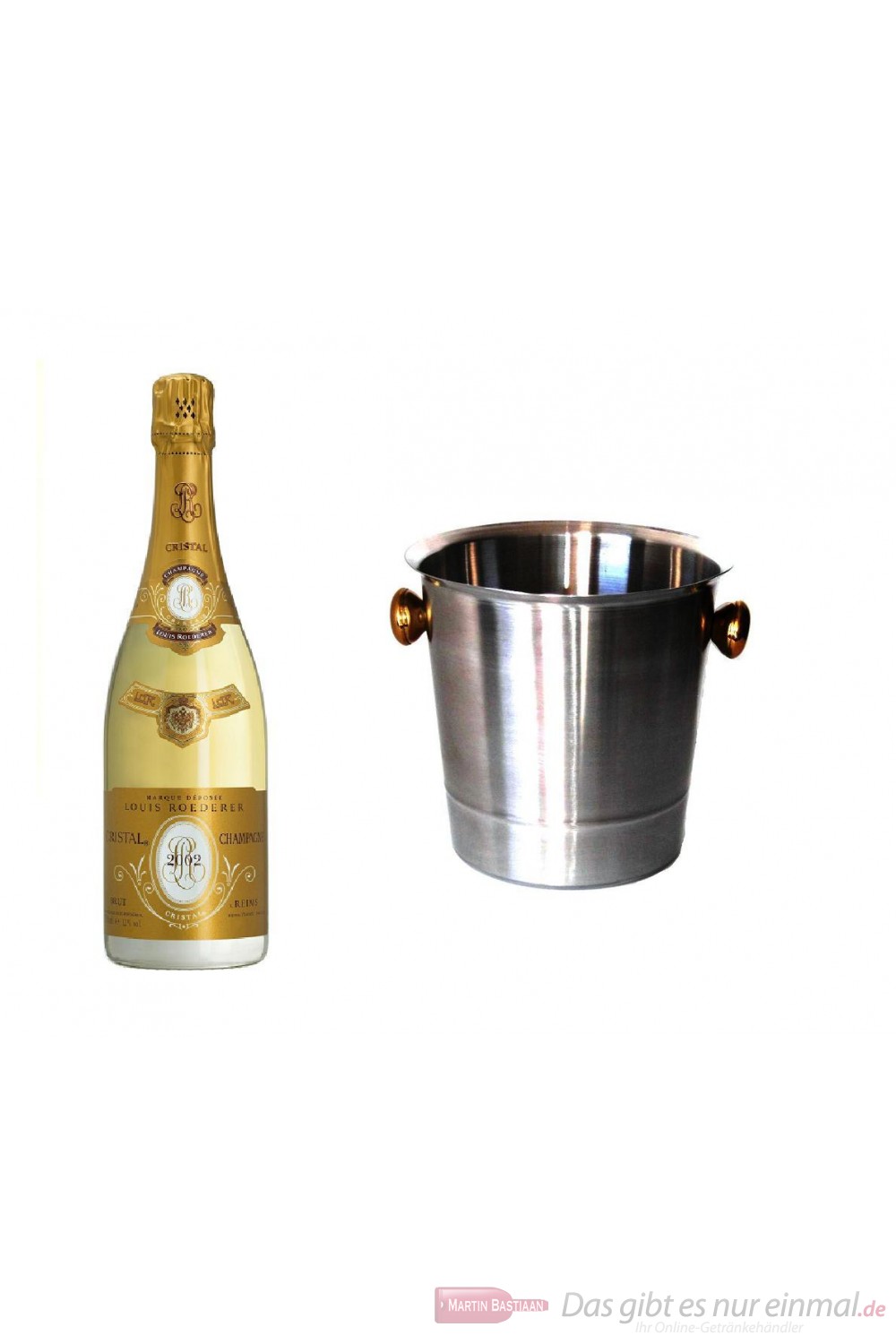 Roederer Cristal 2012 Champagner im Champagner Kühler Aluminium poliert 12% 0,75l Flasche