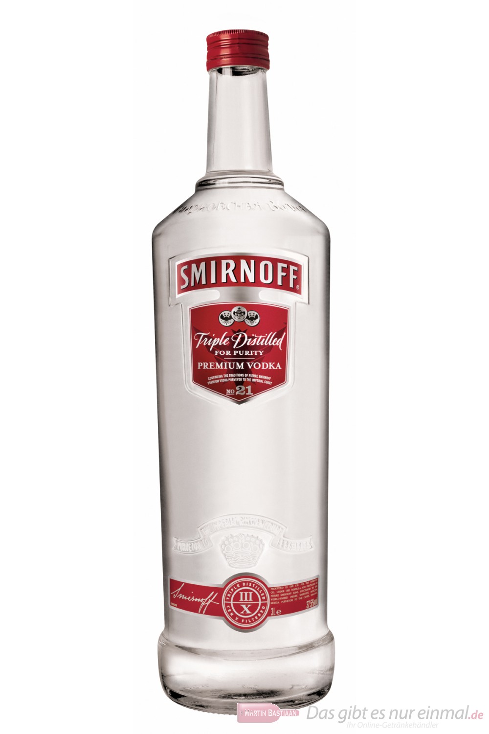 Smirnoff Wodka No.21 Red Label 37,5 % 3,0 l Großflasche + Pumpspender