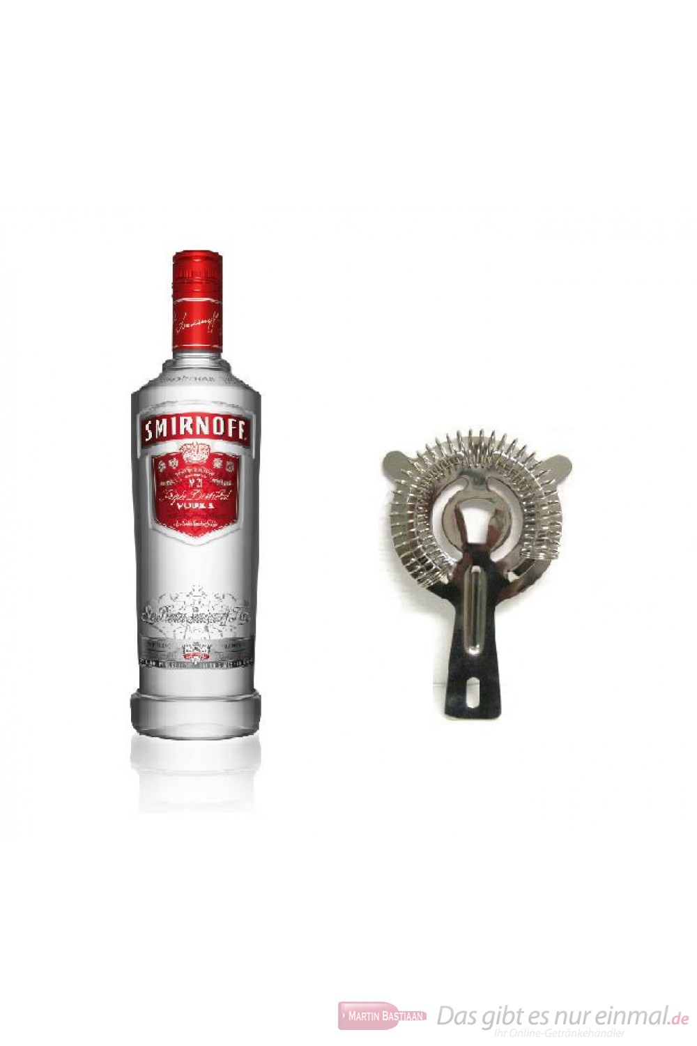 Smirnoff Wodka red Label No,21 37,5 % 1,0 l Vodka Flasche + Cocktailsieb