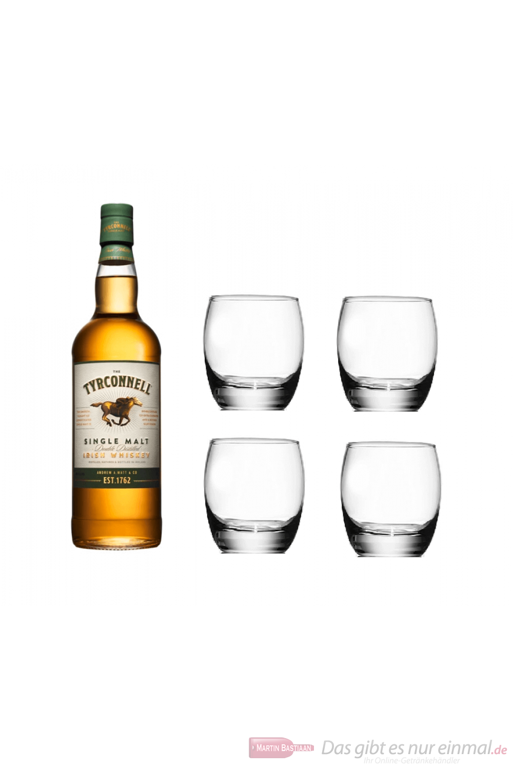 The Tyrconnell Single Malt Irish Whiskey 0,7l + 4 Whisky Tumbler