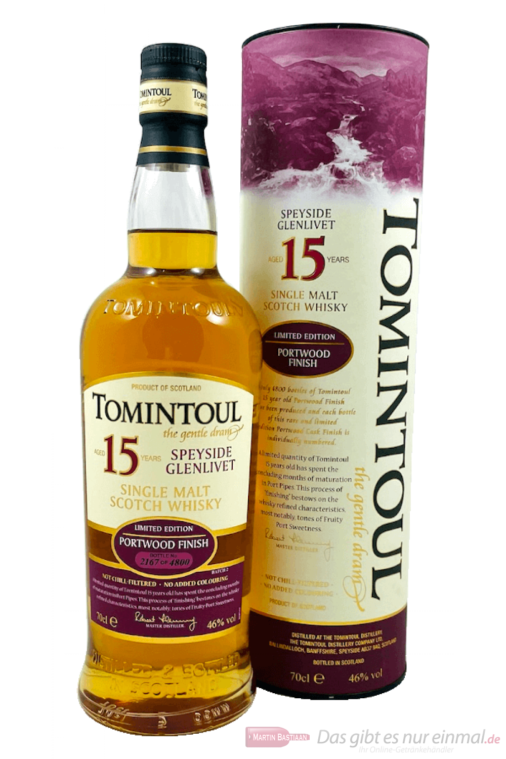 Tomintoul 15 Years Portwood Finish Single Malt Scotch Whisky 0,7l