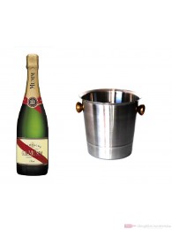 Mumm Cordon Rouge Champagner im Champagner Kühler Aluminium poliert 12% 0,75 l Flasche