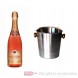 Taittinger Champagner Brut Prestige Rosé im Champagner Kühler Aluminium poliert 12 % 0,75l Flasche