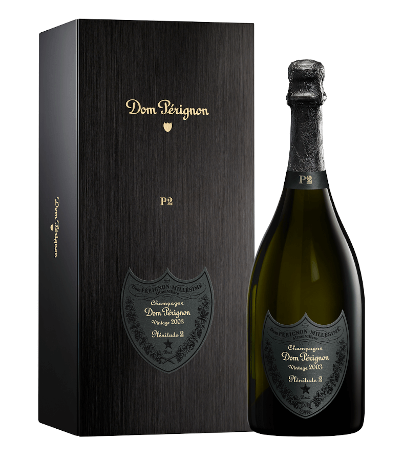 Champagner der Marke Dom Perignon P2 Vintage 2003 in Geschenkverpackung 12,5% 0,75l Flasche