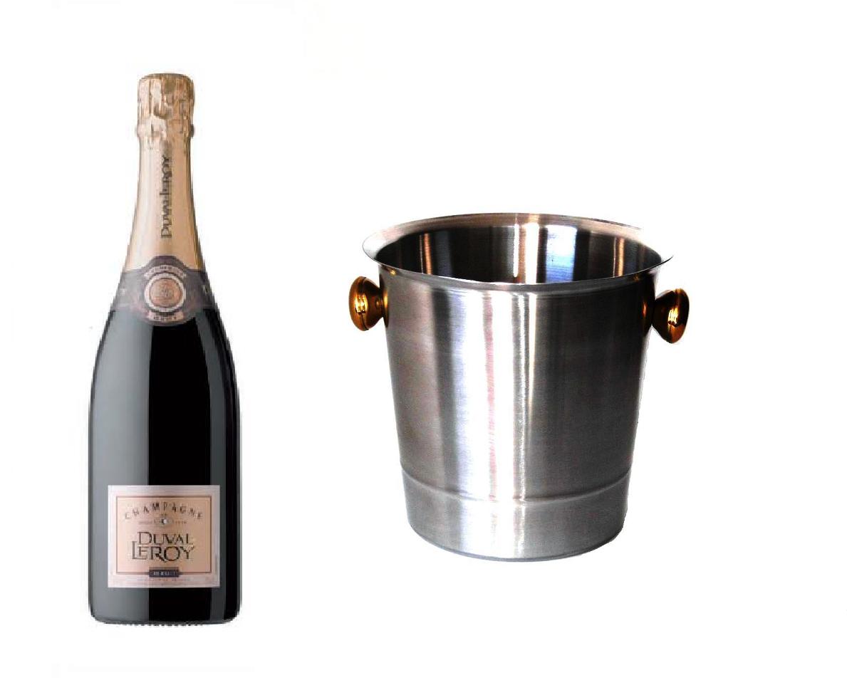 Comtes de Champagne der Marke Taittinger im Kühler 12% 0,75l FlascheChampagner im Aluminium Kühler der Marke Duval Leroy Brut 12% 0,75l Flasche