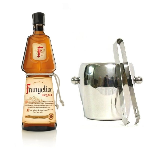Haselnusslikör + Eiskübel 1l und Eiszange der Marke Frangelico 20% 0,7l Flasche