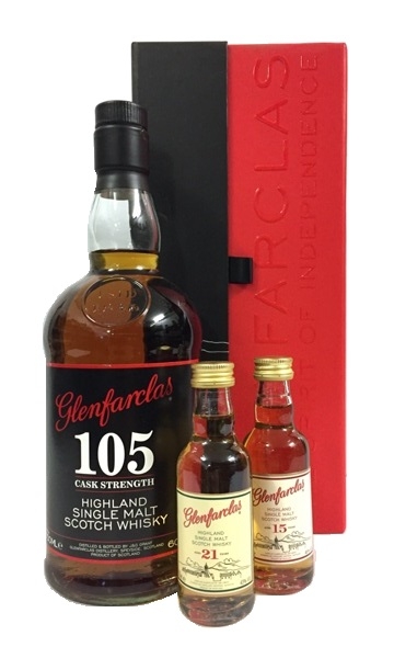 Single Malt Scotch Whisky der Glenfarclas 105 Probierbox  60% 0,7l Flasche
