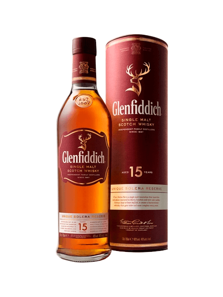 Single Malt Scotch Whisky der Marke Glenfiddich 15 Jahre 40% 0,7l Flasche