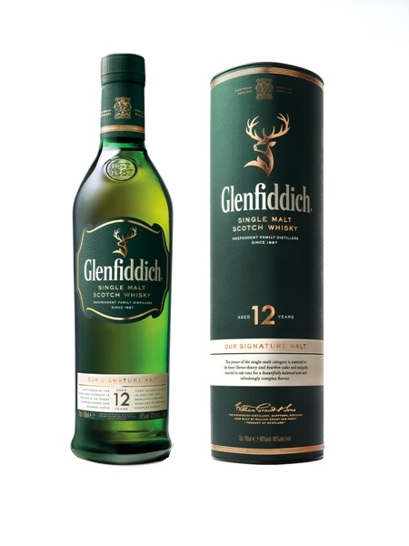 Single Malt Scotch Whisky der Marke Glenfiddich 12 Jahre 40% 0,7l Flasche