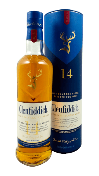 Single Malt Scotch Whisky Glenfiddich 14 Years Bourbon Barrel Reserve 43% 0,7l Flasche