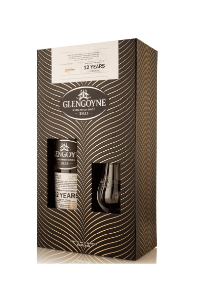 Highland Single Malt Scotch Whisky der Marke Glengoyne 12 Jahre mit Glas 43% 0,7l Flasche
