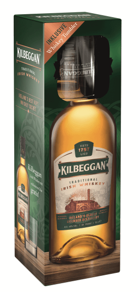 Irish Whiskey der Marke Kilbeggan mit Glas 40% 0,7l Flasche