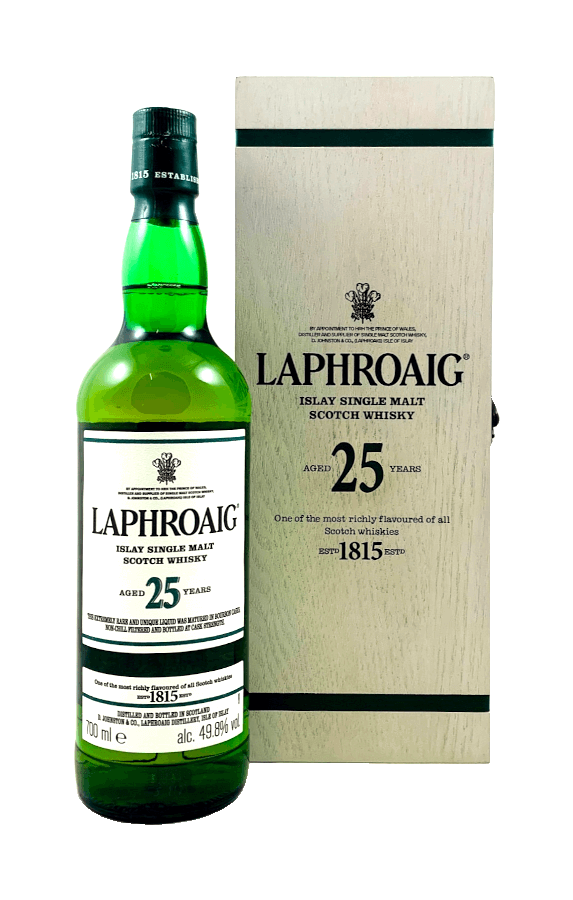 Single Malt Scotch Whisky der Marke Laphroaig 25 Jahre 49,8% 0,7l Flasche