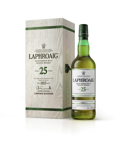 Single Malt Scotch Whisky der Marke Laphroaig 25 Jahre 52,0% 0,7l Flasche