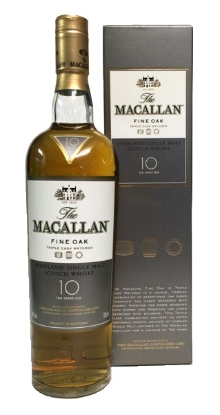 Single Malt Scotch Whisky der Marke The Macallan Fine Oak 10 Jahre 40% 0,7l Flasche