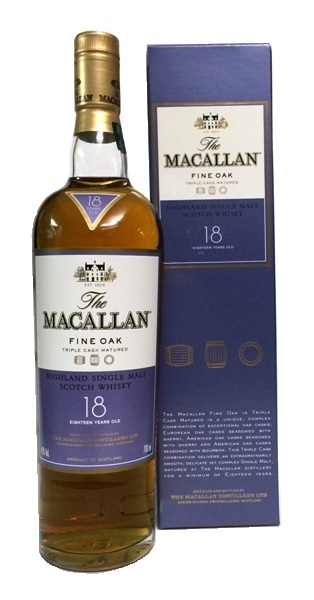 Single Malt Whisky der Marke The Macallan Fine Oak 18 Jahre 43% 0,7l Flasche