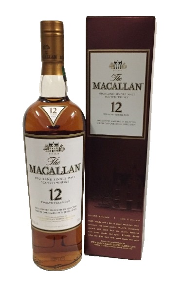 Single Malt Whisky der Marke The Macallan Sherry Oak 12 Jahre 43% 0,7l Flasche
