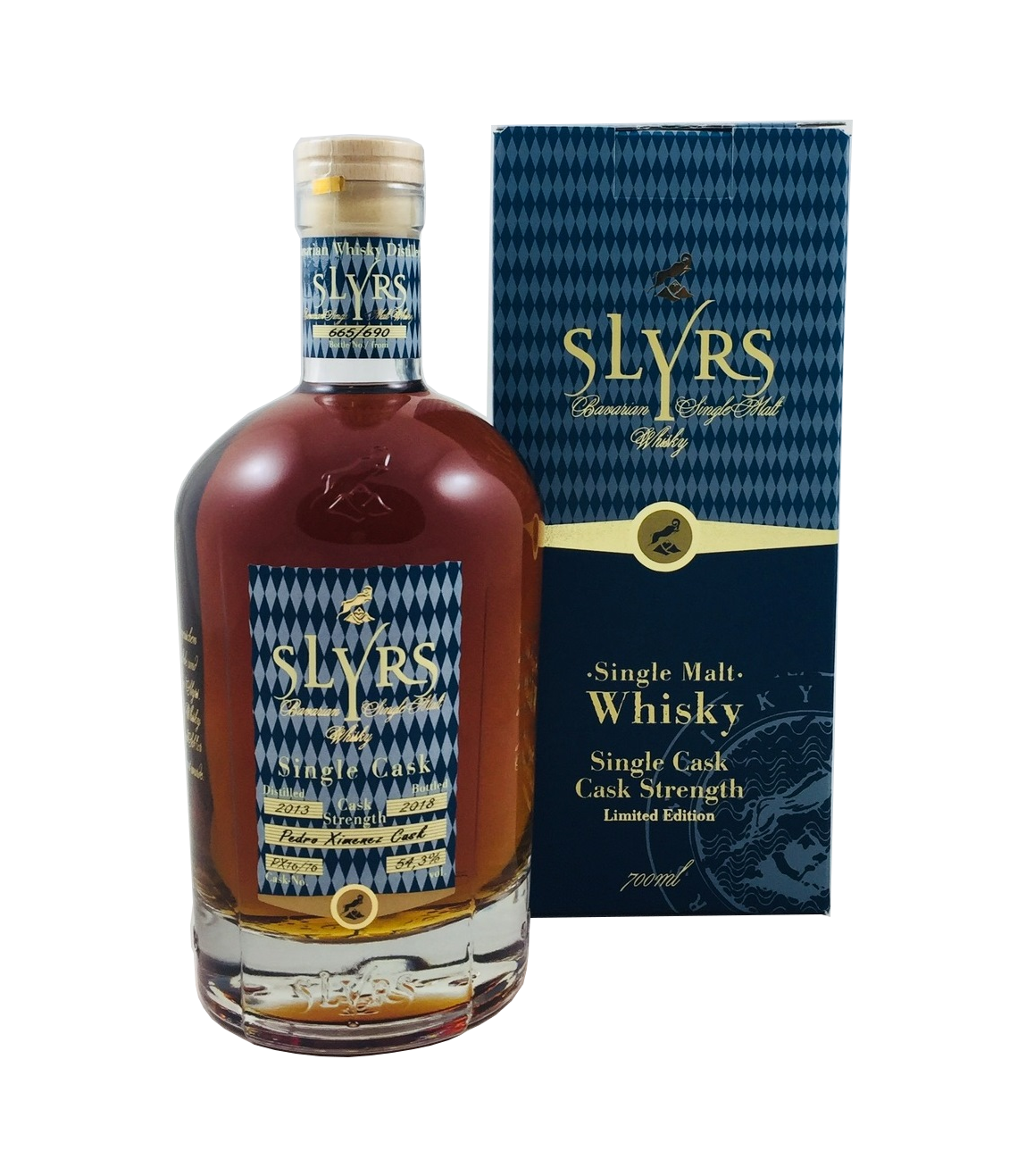 Single Malt Whisky der Marke Slyrs Single Cask Pedro Ximenez finished 54,3% 0,7 l Flasche
