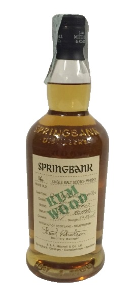 Single Malt Scotch Whisky der Marke Springbank 16 Years Rum Wood 54,4% 0,7l Flasche
