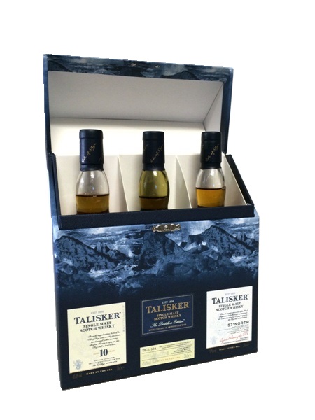 Single Malt Scotch Whisky in Gift Pack der Marke Talisker 45,8% 3 - 0,2l Flaschen