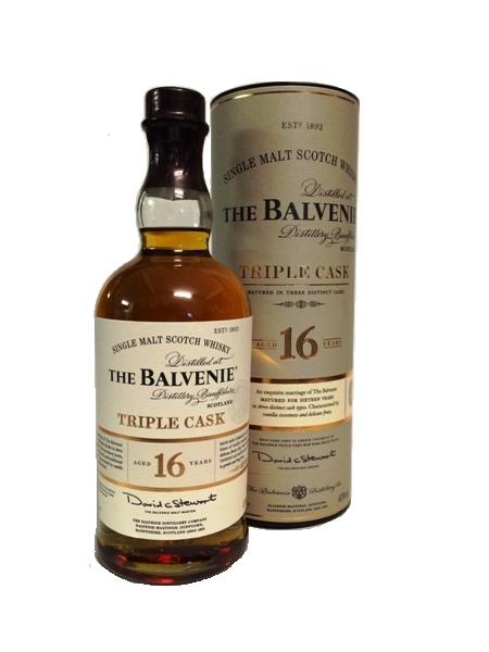 Single Malt Scotch Whisky der Marke Balvenie Tripple Cask 16 Jahre 40% 0,7l Flasche